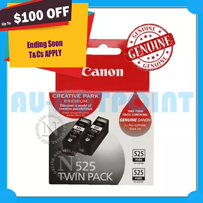 Canon PGI-525BK BLACK TWIN PACK->IP4950 MX715 MG5350 MG6250 MX885 MX895 IX6550 • $46.18